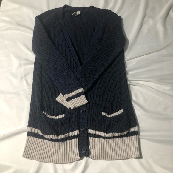 Aeropostale Coastal Grandma V-neck  Cardigan - Navy and White - 100% cotton - Picture 1 of 8